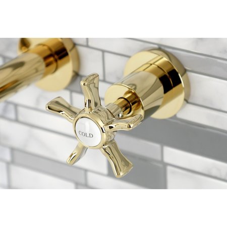 Kingston Brass KS8022NX Two-Handle Wall Mount Tub Faucet, Polished Brass KS8022NX